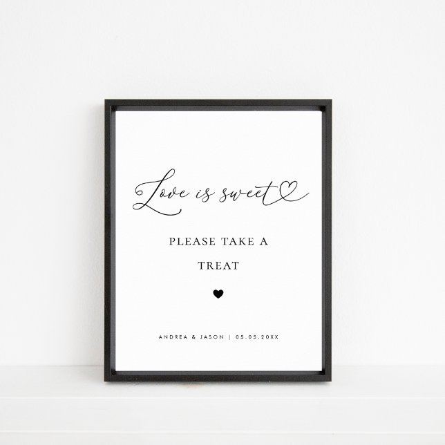 Poster Heart Script Love é Sweet Favor Wedding Sign (Criador carregado)