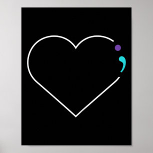 Poster Heart Semicolon Mental Health Awareness 