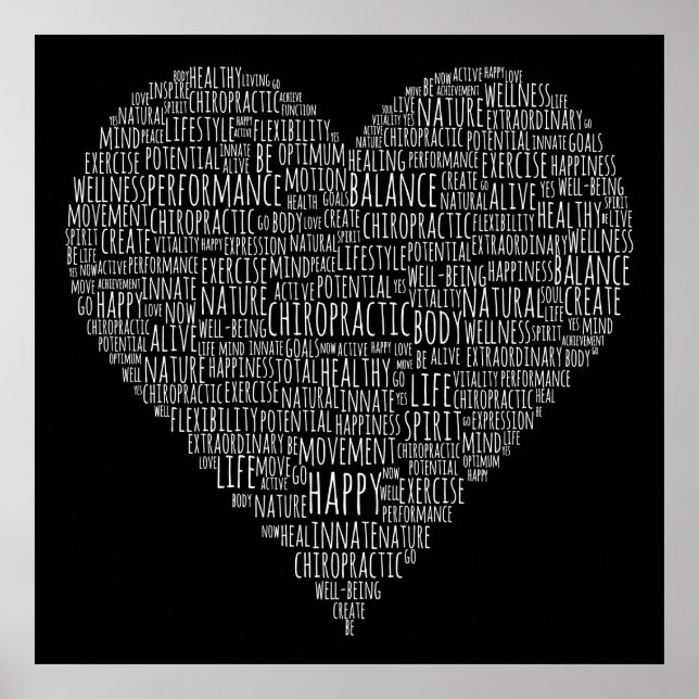 Poster Heart-Shaped Chiropractic Word Collage (Frente)