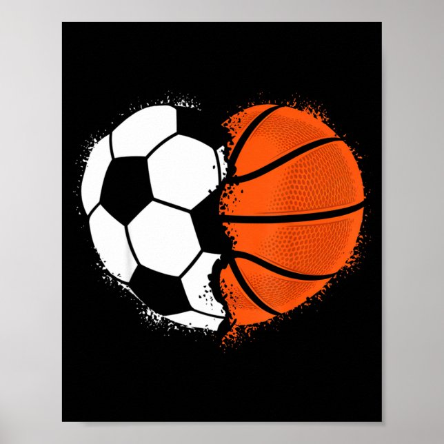 Poster Heart Srts Soccer Basketball Ball Lover Valentines (Frente)