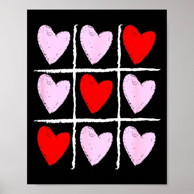 Poster Heart Tic Tac Toe Valentines Day  (Frente)