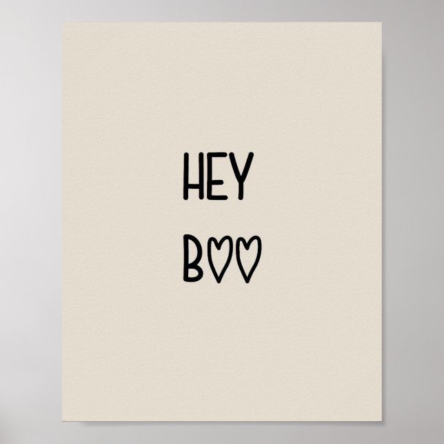 Poster Heart Typography Hey Boo (Frente)