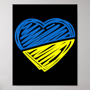 Poster Heart Ucrânia I Stand With Ucraniano Flag