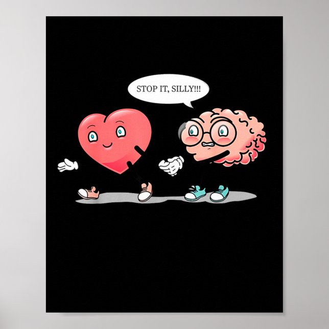 Poster Heart Vs Brain Heart Leading Brain Valentines  (Frente)