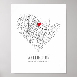 Poster Heart Wellington City Map (Nova Zelândia)