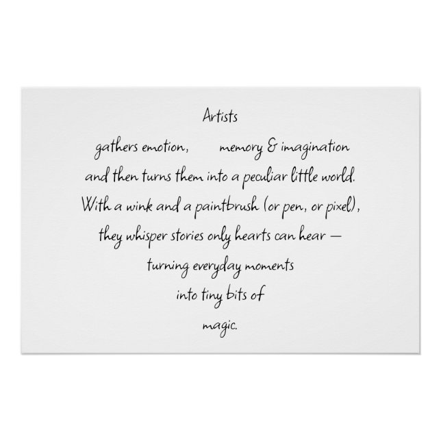 Pôster Heart Words Explaining and Artist Whimsical Art (Frente)