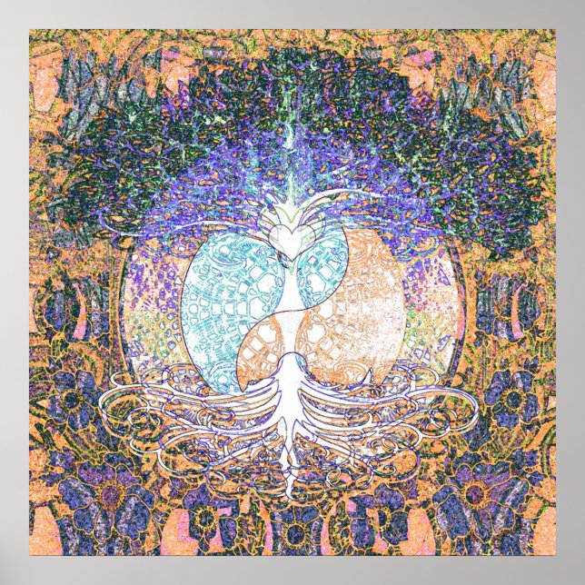 Poster Heart, yin yang, árvore da vida de Amelia Carrie (Frente)