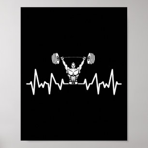 Poster Heartbeat Barbell Bodybuilding Gym W