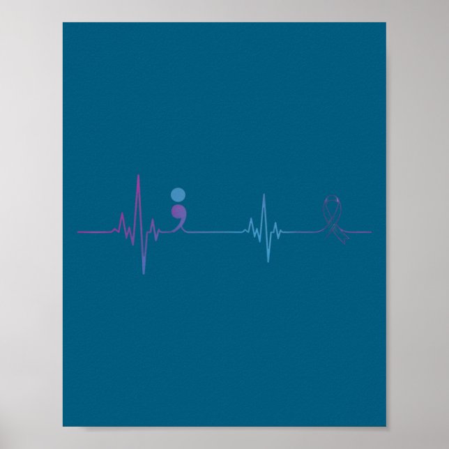 Poster Heartbeat Semicolon Suicide Prevention Awareness  (Frente)
