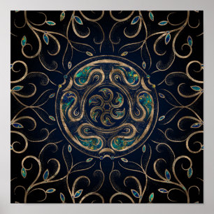 Poster Héate Wheel Ornament Marble e Dourado