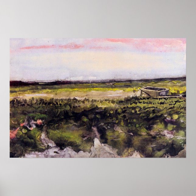 Poster Heath com um Wheelbarrow por Vincent van Gogh (Frente)