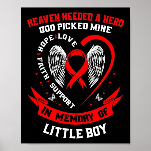 Poster Heaven Needed A Hero God Picked Son Little Boy Hea (Frente)