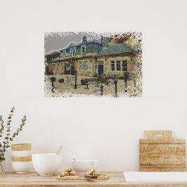 Poster Hebden Bridge Railway Station Yorkshire Artwork