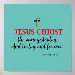 Poster Hebraico 13:8 "Jesus Cristo o mesmo..."