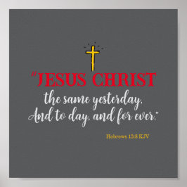 Poster Hebraico 13:8 "Jesus Cristo o mesmo..."