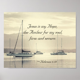 Poster Hebraico 6:19 Jesus Anchor para a minha alma, Barc