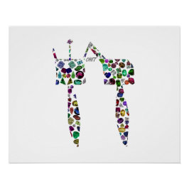 Pôster Hebraico - Letra 'CHET' feita com Ouros e Gemas