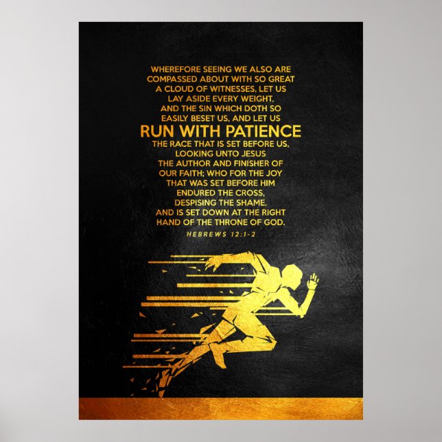 Poster Hebrews 12:1-2 Bible Verse (Frente)