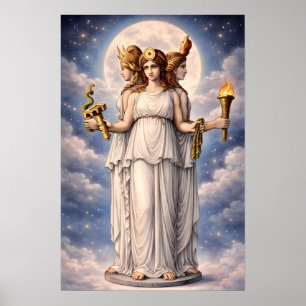 Poster Hécate Deusa Tríplice Arte Celestial da Lua – mito