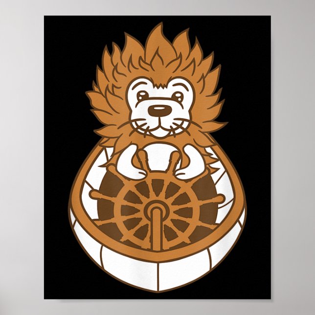 Poster Hedgehog Captain Skipper Sails Cute Cartoon Sailor (Frente)