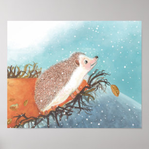 Poster Hedgehog e primeiros flocos de neve