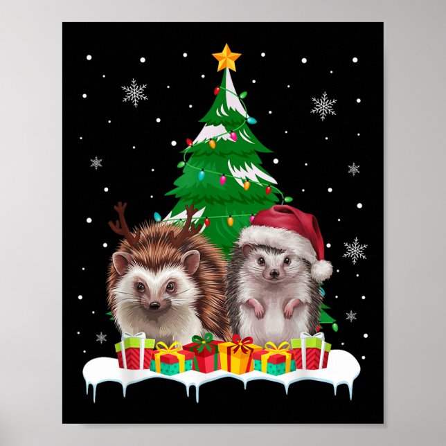Poster Hedgehog Papais noeis de Luzes de Árvore de Natal  (Frente)