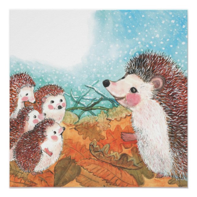 Pôster Hedgehogs conversando entre si Ilustração (Frente)