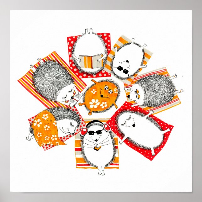 Pôster Hedgehogs na praia (Frente)