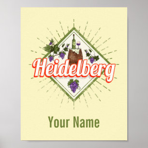 Poster Heidelberg am Neckar Alemanha Retro Wine Vintage