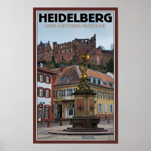 Pôster Heidelberg - estátua e castelo