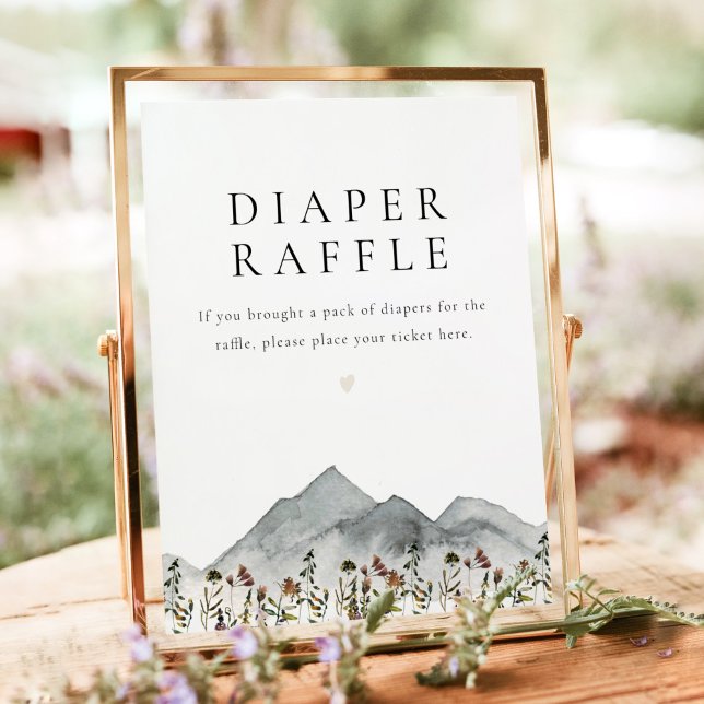 Poster HEIDI Boho Wildflower Mountain Baby Fralda Raffle (Criador carregado)
