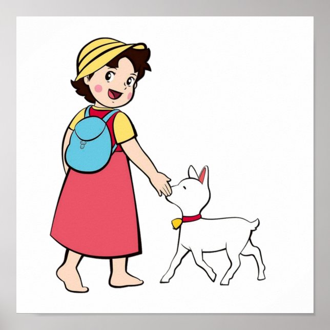 Poster Heidi e cabra pequena (Frente)