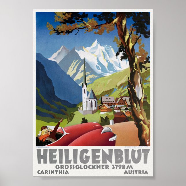 Poster Heiligenblut Áustria Cartaz Antigo (Frente)