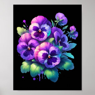 Poster Heimerheimer Pansor Floral Púrpura Demência Heimer