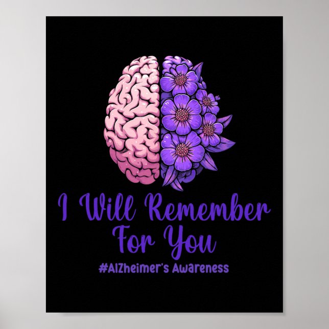 Poster Heimerheimer Roxo Cérebro Floral Eu Vou Lembrar De (Frente)