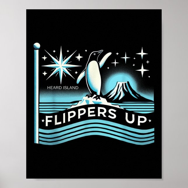Poster Hein Island Flippers Up Penguin Engraçado (Frente)