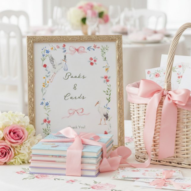 Poster Heirloom Rose & Ribbon Stork Books and Cards (Criador carregado)