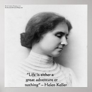 Pôster Helen Keller "A vida é uma aventura" Cotação Poste