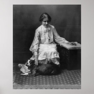 Pôster Helen Keller que lê Braille, 1904