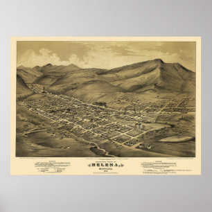 Pôster Helena, mapa panorâmico da TA - 1875