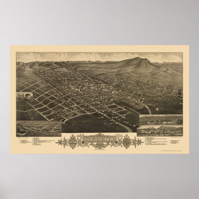 Pôster Helena, MT Panorâmica - 1883 (Frente)
