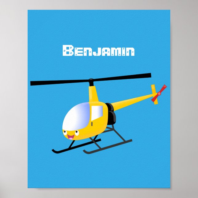 Poster Helicóptero de animação amarelo giro (Frente)