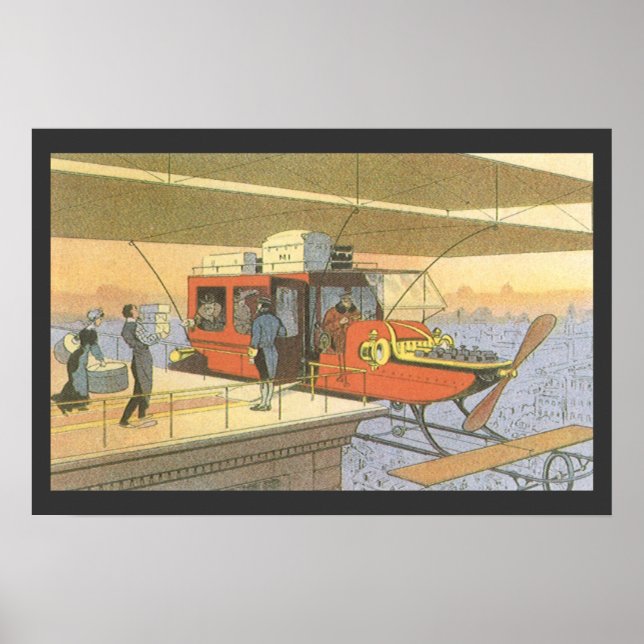 Pôster Helicóptero de avião de ficção científica Vintage  (Frente)