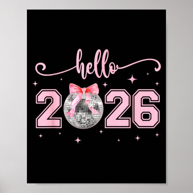 Poster Hello 2026 Cute Nk Bow 2026 New Year's Eve Party  (Frente)