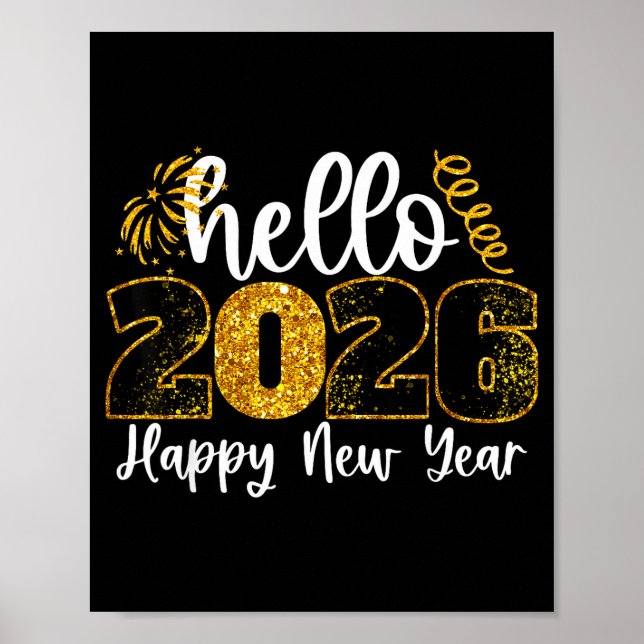 Poster Hello 2026 Happy New Year Countdown Party Family M (Frente)