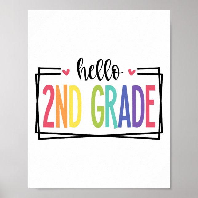 Poster Hello 2nd Grade First Day Of School Welcome Ck To  (Frente)