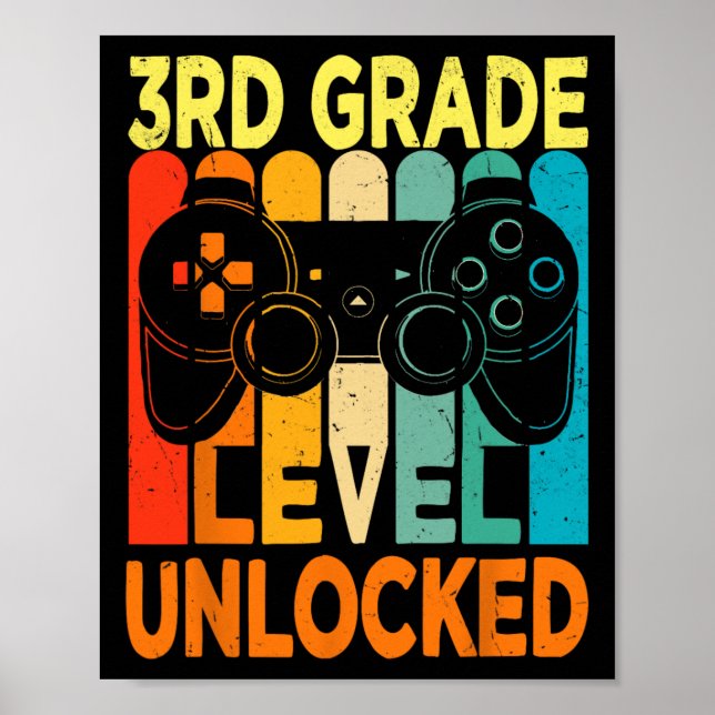 Poster Hello 3rd Grade Level Unlocked Video Game Byck To  (Frente)