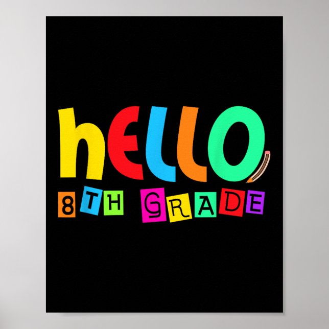 Poster Hello Eighth 8th Grade Back To School For Student  (Frente)