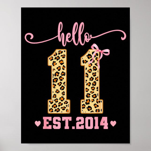 Poster Hello Eleven Est 2014 11th Birthday Coquette Bow L (Frente)