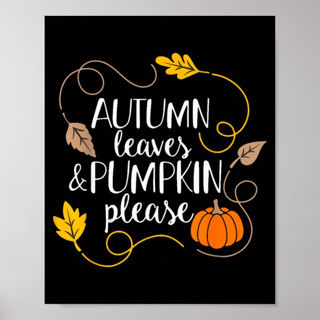 Poster Hello Fall Pumpkin Autumn Leaves Pumpkin Please Fa (Frente)